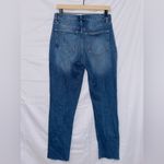 No Boundaries  Dark Wash Denim High Rise Busted Knee Raw Hem Ankle Jeans size 7 Photo 4