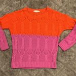 Urban Outfitters Orange and pink crocheted sweater Y2K color block crew neck cable knit Photo 0