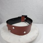 Vintage Yves Saint Laurent Wide Belt S Brown Leather Buckle Rhinestone Rivets Photo 13