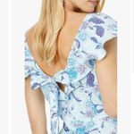 H by Halston NWT H Halston Sleeveless Batik Blossom Angle Blue Ruffled Strap Dress Photo 5