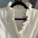 XScape  by Joanna Chen White Faux Wrap Ruffle Blouse w/ Rhinestone Buckle 8 Photo 5