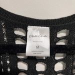 CHA CHA Black Loose Knit Mesh Sleeveless Sweater Mini Dress Cover Up Sz M EUC Size M Photo 1