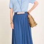 Chico's Chico’s Blue Pleated Maxi Skirt Sz 2 Chico’s Sz 00 Costal Cruise Vacation Photo 1