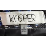 Kasper Womens Suit Set Jacket Skirt Geometric Print Black Blue Size 12 Photo 4