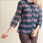 Modcloth  sheer navy button down ballerina blouse Photo 2