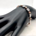 STERLING SILVER & GENUINE DIAMOND SQUARES & CIRCLES JWBR TENNIS BRACELET Photo 1