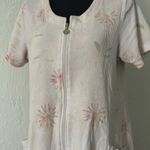 Ribbed floral zip up pajama dress w/ pockets Pink Size M Photo 1