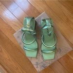 Free People  Parker Silver Chain Heels Green Lime Metallic Sz 39 Photo 8