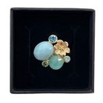 Vintage Bohm Blue Green Cabochon Adjustable Cocktail Ring Blue Photo 1