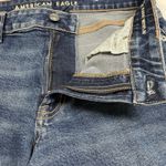 American Eagle  Stretch Low Rise Baggy Wide Leg Jeans Raw Hem Size 8 Short Grunge Photo 3