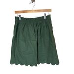 J. Crew Scalloped Linen Cotton Skirt Sage Green Size 6 Lined Preppy Fall Casual Photo 2