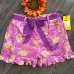 Unique Vintage NWT  SMILEY Pink Floral Smiley Faced Belted Shorts SMALL Photo 1