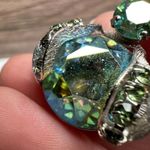 Vintage Warner Insect Bug Blue Green AB Rhinestone Silver Tone Signed Brooch Pin Photo 4