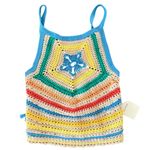 Mother Candy Stripe Cinch Tank Halter Top Fringe Midi Skirt Set size S NEW Tags Blue Photo 5