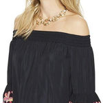 Lilly Pulitzer Off Shoulder Tobyn Top Bell Sleeve Tassel Black Boho Size M Photo 0