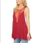 Free People  Intimately Marble Illusion Mesh Tank Top Womens Large Raspberry Red Photo 2