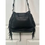 Rebecca Minkoff Rebecca‎ Minkoff Boho Fringe Moto Bucket Bag - Black Pebbled Leather Photo 8