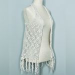 Mossimo Cream Bohemian Crochet Vest with Bottom Trim Fringe size XS Photo 2