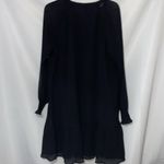 Loft WO SIZE LG Black Cocktail Dress with Bishop Sleeves and Crew Neck pleated Photo 9