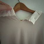 Garnet Hill  size medium jersey knit lace collar long sleeve top. Photo 3