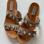 Steve Madden Jessy Rhinestones double strap slip on Leather Tan Sandals… Photo 0
