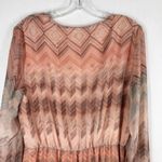Gianni Bini  Medium Dress Peach Orange Chevron Stripe V Neck Mini Shift Lined 622 Photo 3