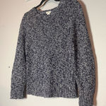 LL Bean Crewneck Knit Sweater Cotton Navy Blue White Marled Size XS Petite Black Photo 0