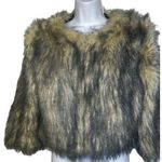 W118 By Walter Baker Jana Faux Fur Charcoal & Cream Cropped Jacket NWOT Medium Photo 1