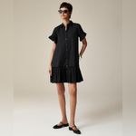 J.Crew  Amelia Cotton Poplin Shirt Dress in Black Size XXS Mini Ruffled Photo 1