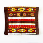 Vintage Rectangle Scarf Made‎ in Japan Brown Orange Yellow 70s Aztec Headscarf Photo 3