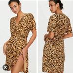 Babaton Aritiza  WALLACE Wrap Dress SIENNA/BLACK 75560 Size Medium Cheetah Leopar Photo 1