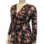 Black Rose Ruched VNeck Neckline Print Long Sleeve Maxi Cottagecore Floral Dress Size undefined Photo 4