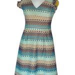 Anthropologie  Tabitha Teahouse Knit turquoise/gold mini Dress blue size small Photo 0
