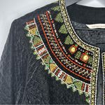 Soft Surroundings  Threads of Life Black Bolero Jacket Beaded Quilted Velvet Photo 4