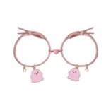 2pcs Cute Cartoon Pink‎ Ghost Bracelet Set Hand Rope With Magnetic Suction Pink Photo 1