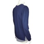 Denim & Co . French Terry Long Sleeve Tunic Printed Striped Hem Navy Womens XS Photo 10