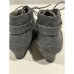 Marbella Womans Boca 7.5 M Gray Fabric Lace Up Wedge Heel Bootie Photo 5