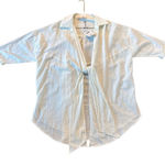ZARA NWT cotton white collared tie front blouse coverup M Photo 0