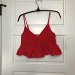 Urban Outfitters Shirred Ruffle Crop Top Women's Size Medium 100% Cotton Red Photo 1