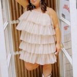 Anthropologie MAEVE by  Tiered Tulle Mini Dress in Taupe Size Large Photo 11