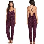 Free People  Floral Sunset Jumpsuit Romper in Red Combo Size Medium Photo 2