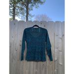 Bandolino  Shirt Womens Large Blue Brown Fairy Light Grunge  Mesh Long Sleeve‎ Photo 4