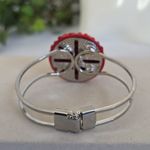 Boutique Silver Orange Rhinestone Basketball Clamper Hinge Bracelet Photo 3