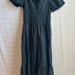Anthropologie  Cotton Short Sleeve Tiered Maxi Dress Sz S Petite Black Photo 0