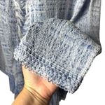 White House | Black Market NEW WHBM Blue Tweed Fringe Open Front Jacket Old Money Career Preppy XL Photo 4