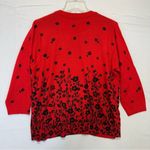 Cathy Daniels Layered Knit Cardigan Sweater Women’s Large Floral Red Black Photo 2