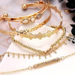 Boutique NEW Solid Gold Plated 7 pc Boho Stacking Bracelet Set Photo 3