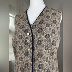 Worthington Vintage Y2K Cream & Black V-Neck Button Front Vest Photo 2