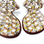 Tory Burch Welt Pink Yellow Geometric Print Leather Miller Sandal Size 8.5 Photo 1