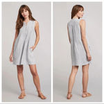 Faherty Isha 100% Linen Dress Blue Mini Stripe Pintuck WDS2119-BMT Bestseller Photo 2